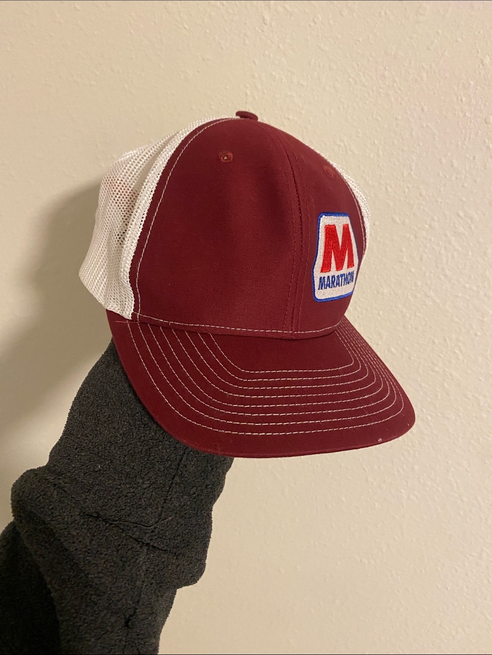 Marathon Women's Burgundy and White Mesh Trucker Hat